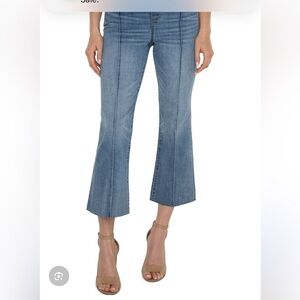 NWT Liverpool Gia Glider Cut Hem Pintuck Crop Flare Jeans - Size 0 (25)